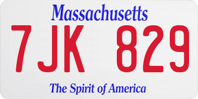 MA license plate 7JK829