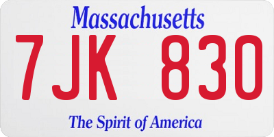 MA license plate 7JK830