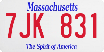 MA license plate 7JK831