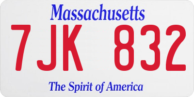MA license plate 7JK832