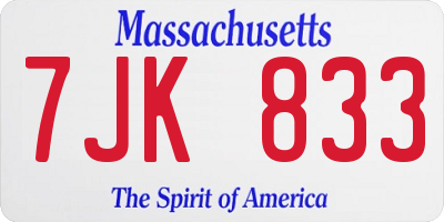 MA license plate 7JK833