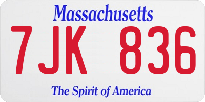 MA license plate 7JK836