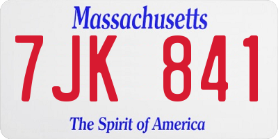 MA license plate 7JK841
