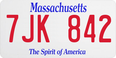 MA license plate 7JK842