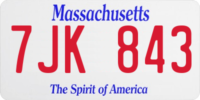 MA license plate 7JK843