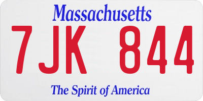 MA license plate 7JK844