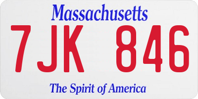 MA license plate 7JK846