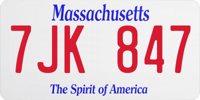MA license plate 7JK847