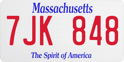 MA license plate 7JK848