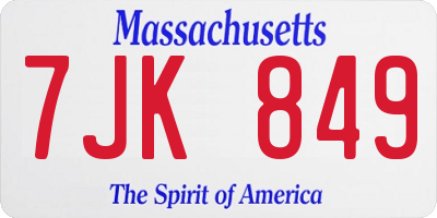 MA license plate 7JK849