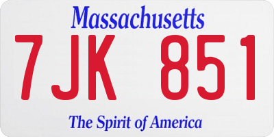 MA license plate 7JK851