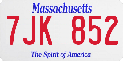 MA license plate 7JK852