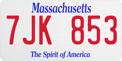 MA license plate 7JK853