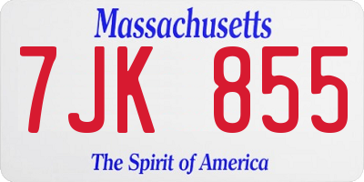 MA license plate 7JK855