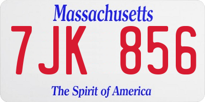MA license plate 7JK856