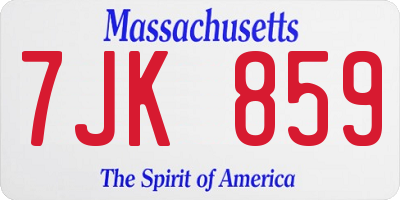 MA license plate 7JK859