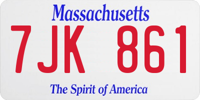 MA license plate 7JK861