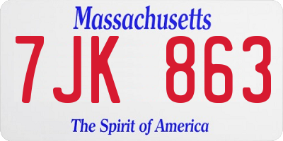 MA license plate 7JK863