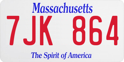 MA license plate 7JK864