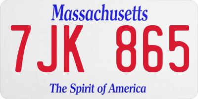 MA license plate 7JK865
