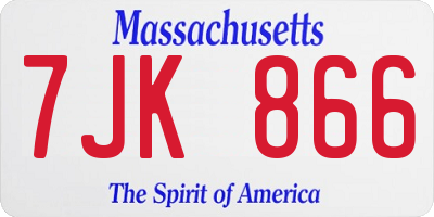MA license plate 7JK866
