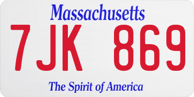 MA license plate 7JK869