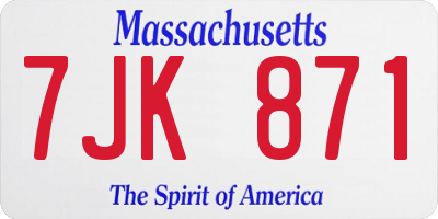 MA license plate 7JK871