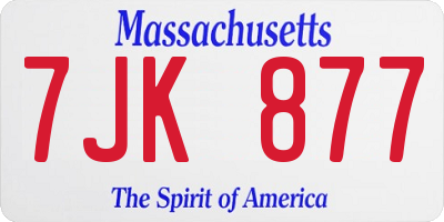 MA license plate 7JK877