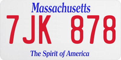 MA license plate 7JK878