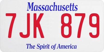 MA license plate 7JK879