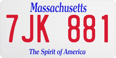MA license plate 7JK881