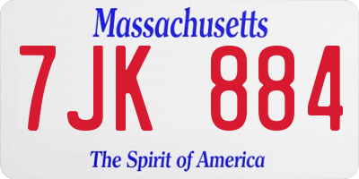 MA license plate 7JK884