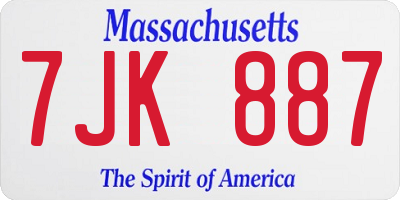 MA license plate 7JK887