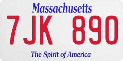 MA license plate 7JK890