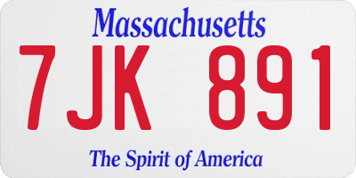 MA license plate 7JK891