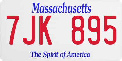 MA license plate 7JK895