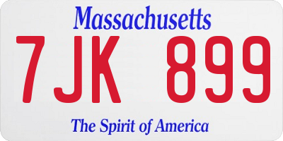 MA license plate 7JK899