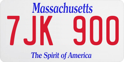 MA license plate 7JK900