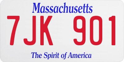 MA license plate 7JK901
