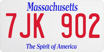 MA license plate 7JK902