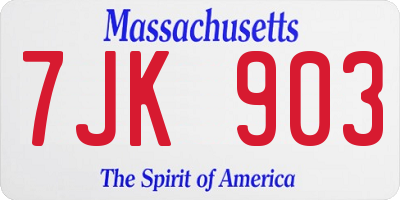 MA license plate 7JK903