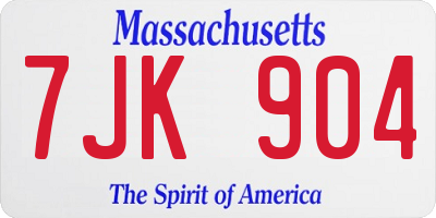 MA license plate 7JK904