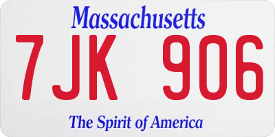 MA license plate 7JK906