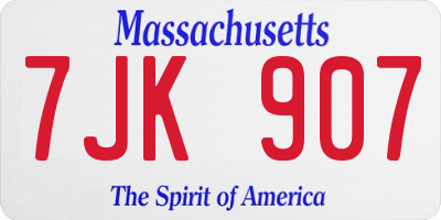 MA license plate 7JK907