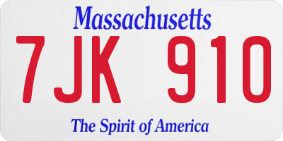 MA license plate 7JK910