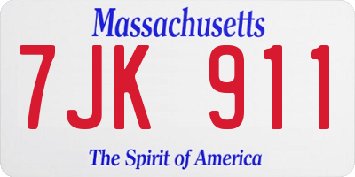 MA license plate 7JK911