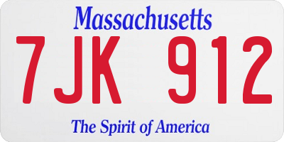 MA license plate 7JK912
