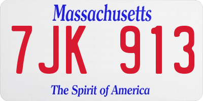 MA license plate 7JK913