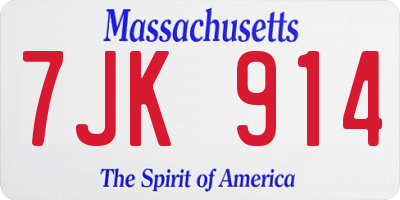 MA license plate 7JK914