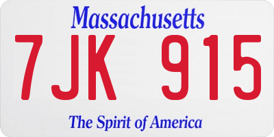 MA license plate 7JK915